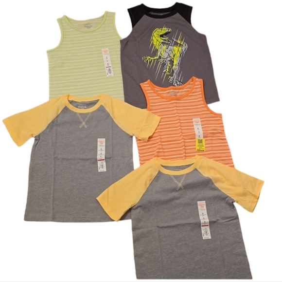 JUMPING BEANS BOYS BUNDLE OF 5 TEES AND TANKS - Picture 1 of 10